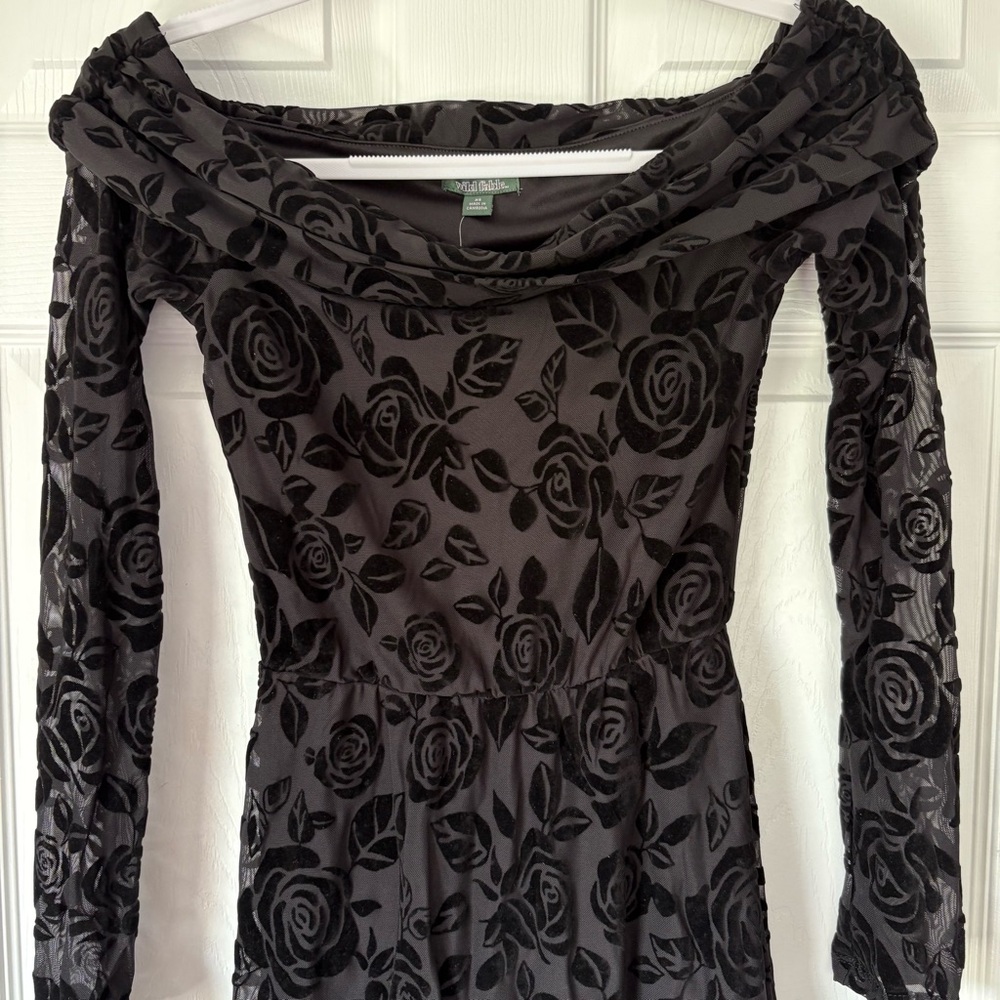 Wild Fable Black Rose Pattern Dress Women’s Size XS Brand New
